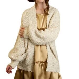 NWOT Mia Joy Girls Long Open Cardigan Hoodie in Ecru 10